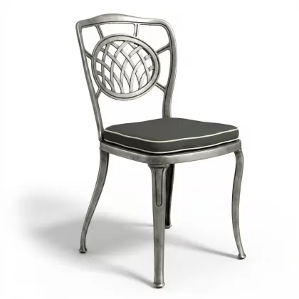 Alüminyum döküm gümüş eskitme ferforje sandalye