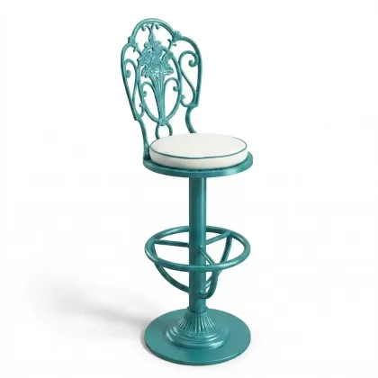 Alüminyum döküm turkuaz rengi ferforje sandalye