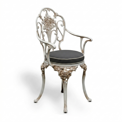 Alüminyum döküm beyaz eskitme ferforje sandalye