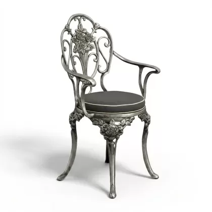 Alüminyum döküm gümüş eskitme ferforje sandalye