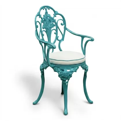 Alüminyum döküm turkuaz rengi ferforje sandalye