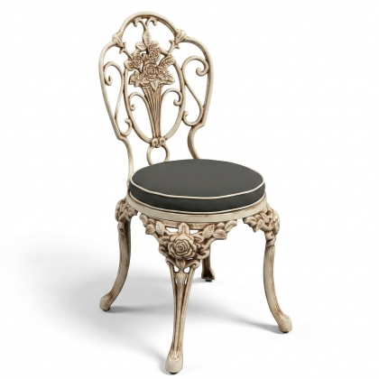 Alüminyum döküm beyaz eskitme ferforje sandalye