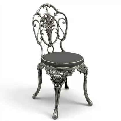 Alüminyum döküm gümüş eskitme ferforje sandalye