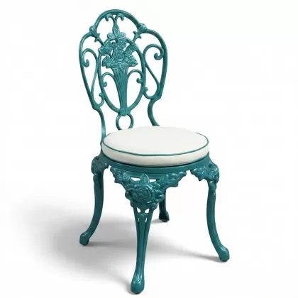 Alüminyum döküm turkuaz rengi ferforje sandalye