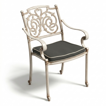 Alüminyum döküm beyaz eskitme ferforje sandalye