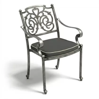 Alüminyum döküm gümüş eskitme ferforje sandalye