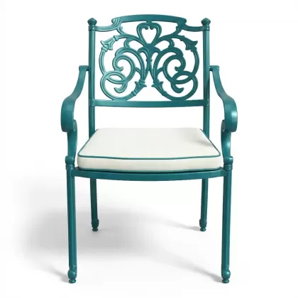 Alüminyum döküm turkuaz rengi ferforje sandalye