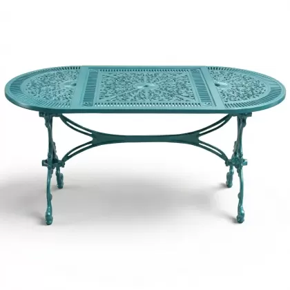 Alüminyum döküm turkuaz rengi ferforje masa