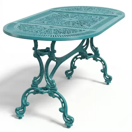 Alüminyum döküm turkuaz rengi ferforje masa