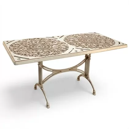 Alüminyum döküm beyaz eskitme ferforje masa