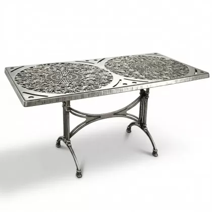 Alüminyum döküm gümüş eskitme ferforje masa