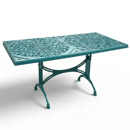 Alüminyum döküm turkuaz rengi ferforje masa