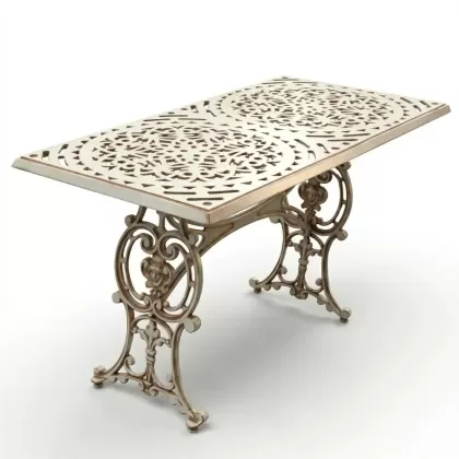 Alüminyum döküm beyaz eskitme ferforje masa