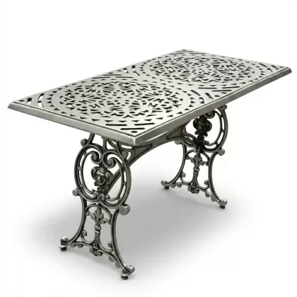 Alüminyum döküm gümüş eskitme ferforje masa