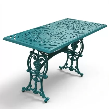 Alüminyum döküm turkuaz rengi ferforje masa