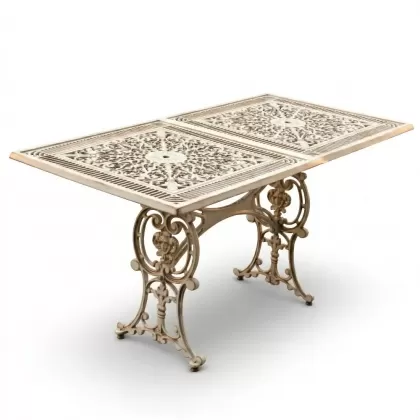 Alüminyum döküm beyaz eskitme ferforje masa