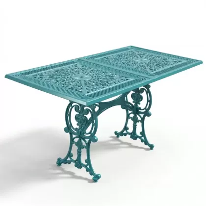Alüminyum döküm turkuaz rengi ferforje masa