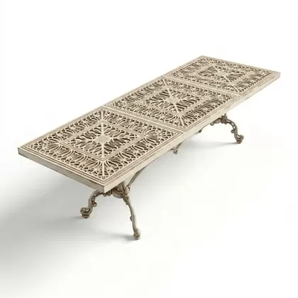 Alüminyum döküm beyaz eskitme ferforje masa