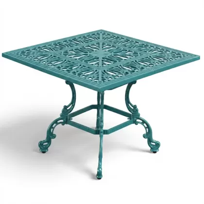 Alüminyum döküm turkuaz rengi ferforje masa