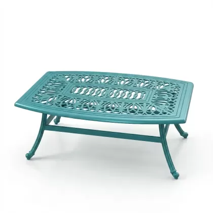 Alüminyum döküm turkuaz rengi ferforje masa