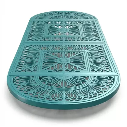 Alüminyum döküm turkuaz rengi ferforje masa