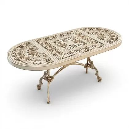 Alüminyum döküm beyaz eskitme ferforje masa