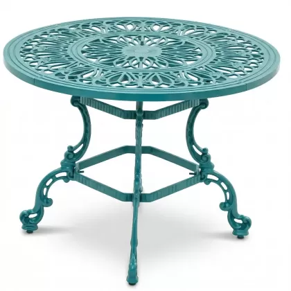 Alüminyum döküm turkuaz rengi ferforje masa