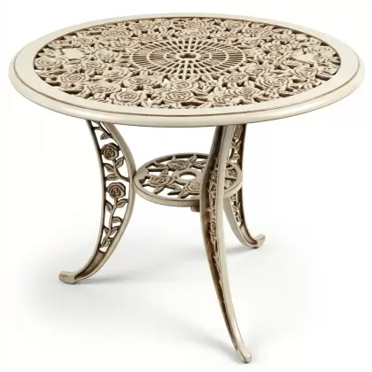 Alüminyum döküm beyaz eskitme ferforje masa