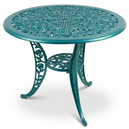 Alüminyum döküm turkuaz rengi ferforje masa