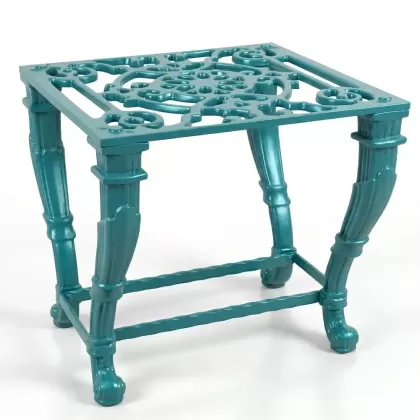 Alüminyum döküm turkuaz rengi ferforje masa