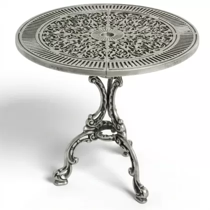 Alüminyum döküm gümüş eskitme ferforje masa