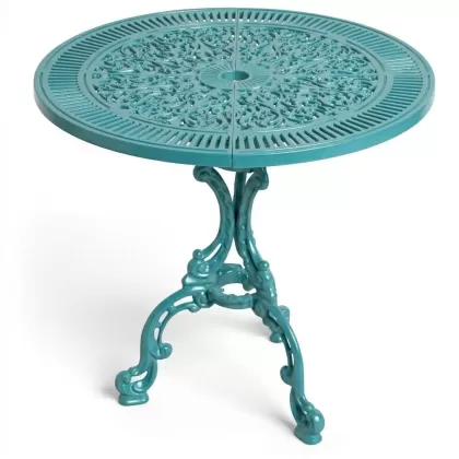 Alüminyum döküm turkuaz rengi ferforje masa