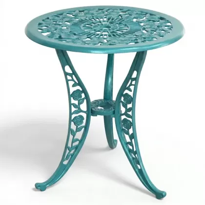 Alüminyum döküm turkuaz rengi ferforje masa