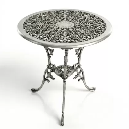 Alüminyum döküm gümüş eskitme ferforje masa