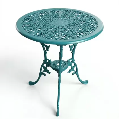  Alüminyum döküm turkuaz rengi ferforje masa