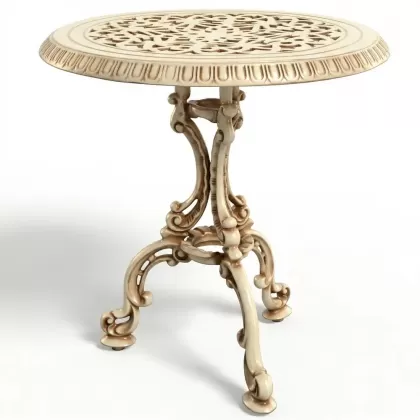 Alüminyum döküm beyaz eskitme ferforje masa