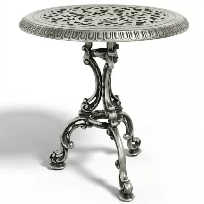 Alüminyum döküm gümüş eskitme ferforje masa