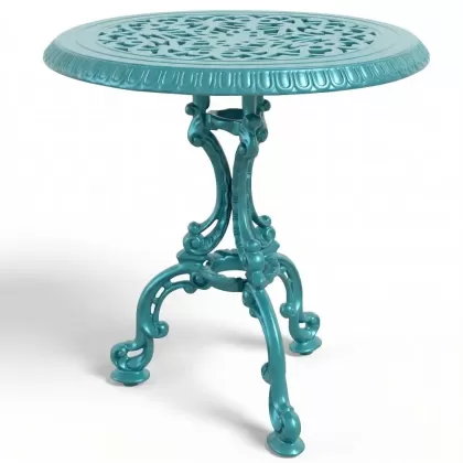 Alüminyum döküm turkuaz rengi ferforje masa