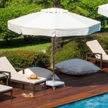 400 çap ahşap şemsiye krem