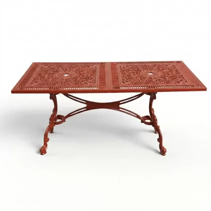 75x150 cm alüminyum döküm ferforje dikdörkgen metal masa  kiremit