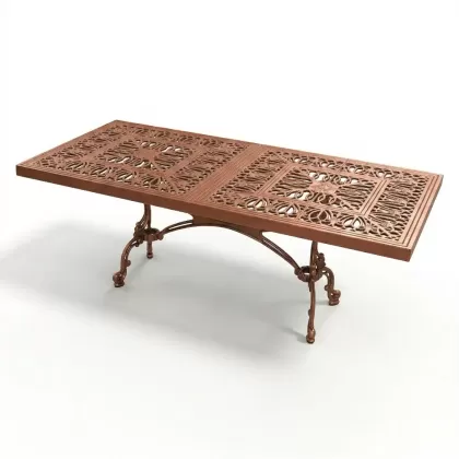 100x200 cm Alüminyum döküm dikdörtgen masa ferforje bakır eskitme