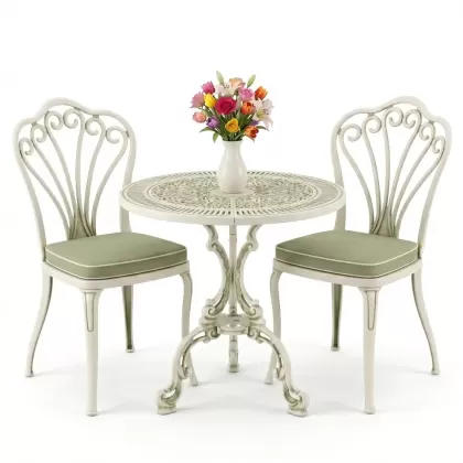 2 kişilik alüminyum döküm masa sandalye takımı ferforje set yeşil eskitme