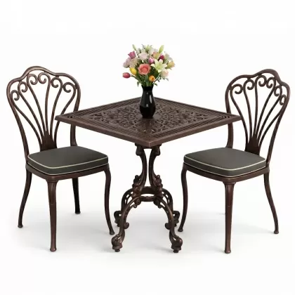 Alüminyum döküm ferforje balkon seti masa sandale takımı bakır eskitme