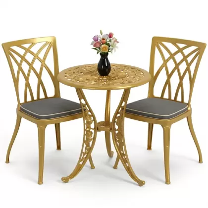Alüminyum döküm masa sandalye takımı gold altın