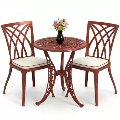 Alüminyum döküm masa sandalye takımı kırmızı 