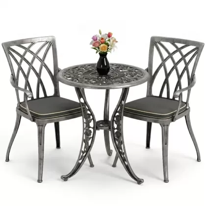 Alüminyum döküm masa sandalye takımı silver gümüş
