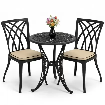 Alüminyum döküm masa sandalye takımı siyah