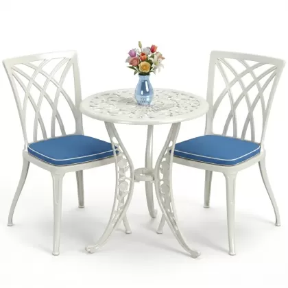 Alüminyum döküm masa sandalye takımı beyaz
