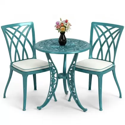 Alüminyum döküm masa sandalye takımı turkuaz