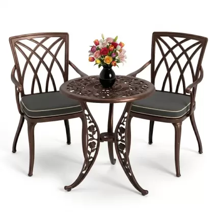 Kollu ferforje alüminyum masa sandalye seti bakır eskitme